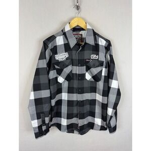 Dixxon Flannel Co Finish Line Buffalo Plaid Shirt Mens Small Black White Kai Keg